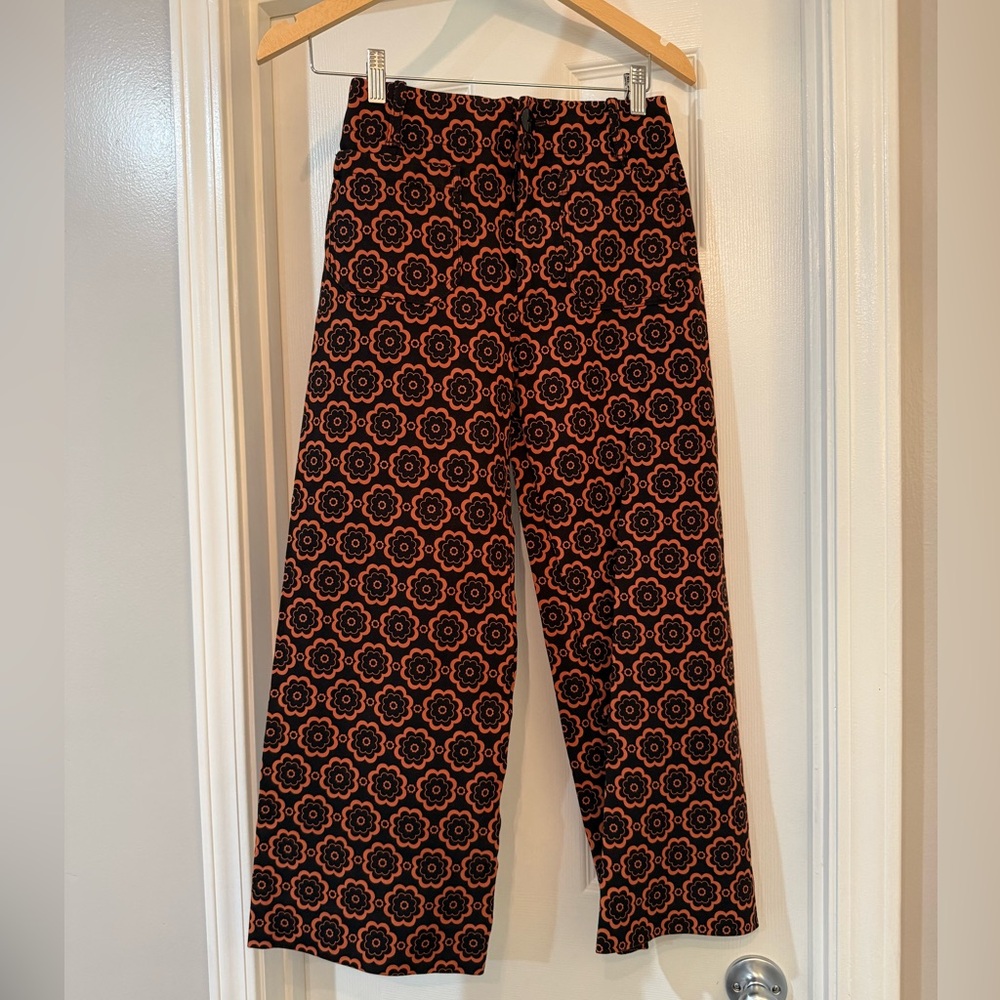Maeve Women’s Pants in Black and Orange Pattern